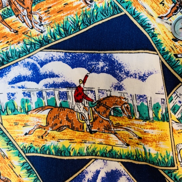 Vintage Banana Republic Button Up Shirt Medium Equestrian Horse Print Preppy - Picture 9 of 15